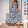 New Fashion Printed Daily Versatile Women'S Summer Loose And Casual Solid Color Cotton And Hemp Long Dress