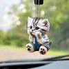 Car Pendant Hanging Ornament With Chain Realistic Animal Cat-Shaped 2D Pendant Rearview Mirror Hanging Decor Car Accessories