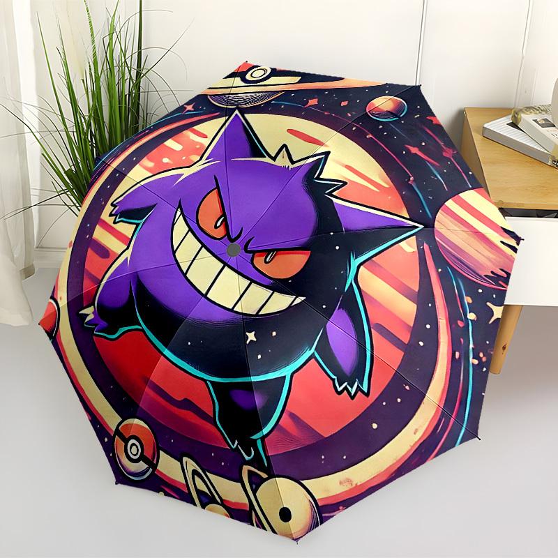 1 шт. Автоматический складной зонт Gengar Galaxy - Компактная конструкция с 8 спицами, Прочный пластик и железо, Легкий для ежедневного использования на улице, a0929192
