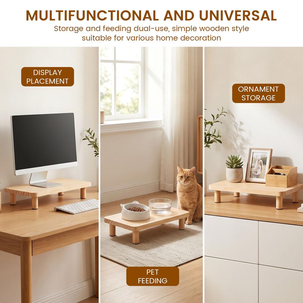 Elevated Cat Food Bowl Platform for Automatic Pet Feeders Raised Feeding Stand Wooden Support for Cats and Dogs