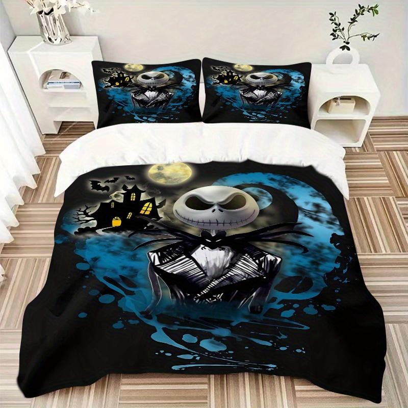 3pcs Nightmare Before Christmas Moonlight Jack Bedding Set, Includes 1 Quilt Cover and 2 Pillowcases, Comfortable Bedding with Stylish Desig