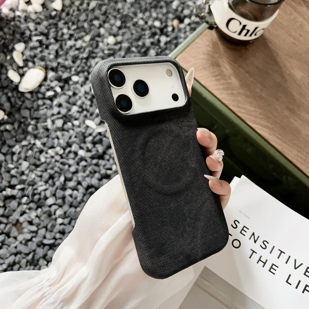 Кожаный чехол с джинсовым узором для iPhone 17 Pro Max 16 Plus Air Жесткий ПК Беспроводная зарядка Однотонный Тонкий Защитный чехол для телефона