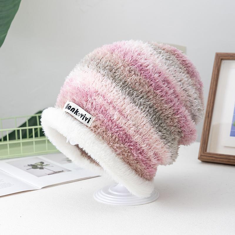 Hot Sale Loose Dandy Hat Lazy Style Gradient Beanie Hat Fashion Winter Hats For Women Streetwear Multicolour Warm Hats For Girl