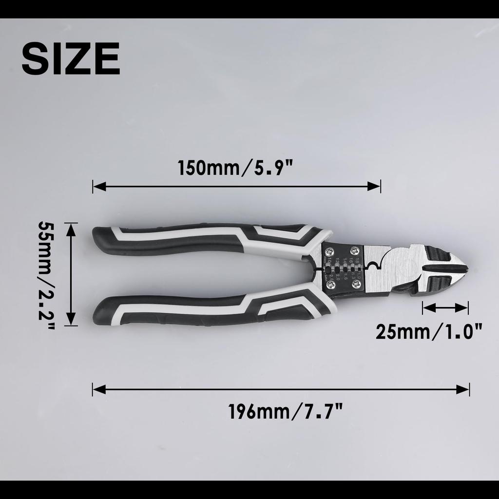 LEONTOOL Precision Power Nippers for Professional Precision Crimping Crimping Cable High with Wire and Cutting 196mm Overall Professional Grade for