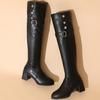 2025 Тренд Новые Сапоги Выше Колена Женские Туфли На Высоком Каблуке Зимняя Мода Гладиаторы Повседневные Туфли Из Массивной Кожи Туфли-Лодочки Botas Mujer