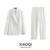 Fashion Style 2024 Summer New Arrival Women's Linen Ruched Suit Outwear Mid-Rise Straight-Leg Pants 3303287