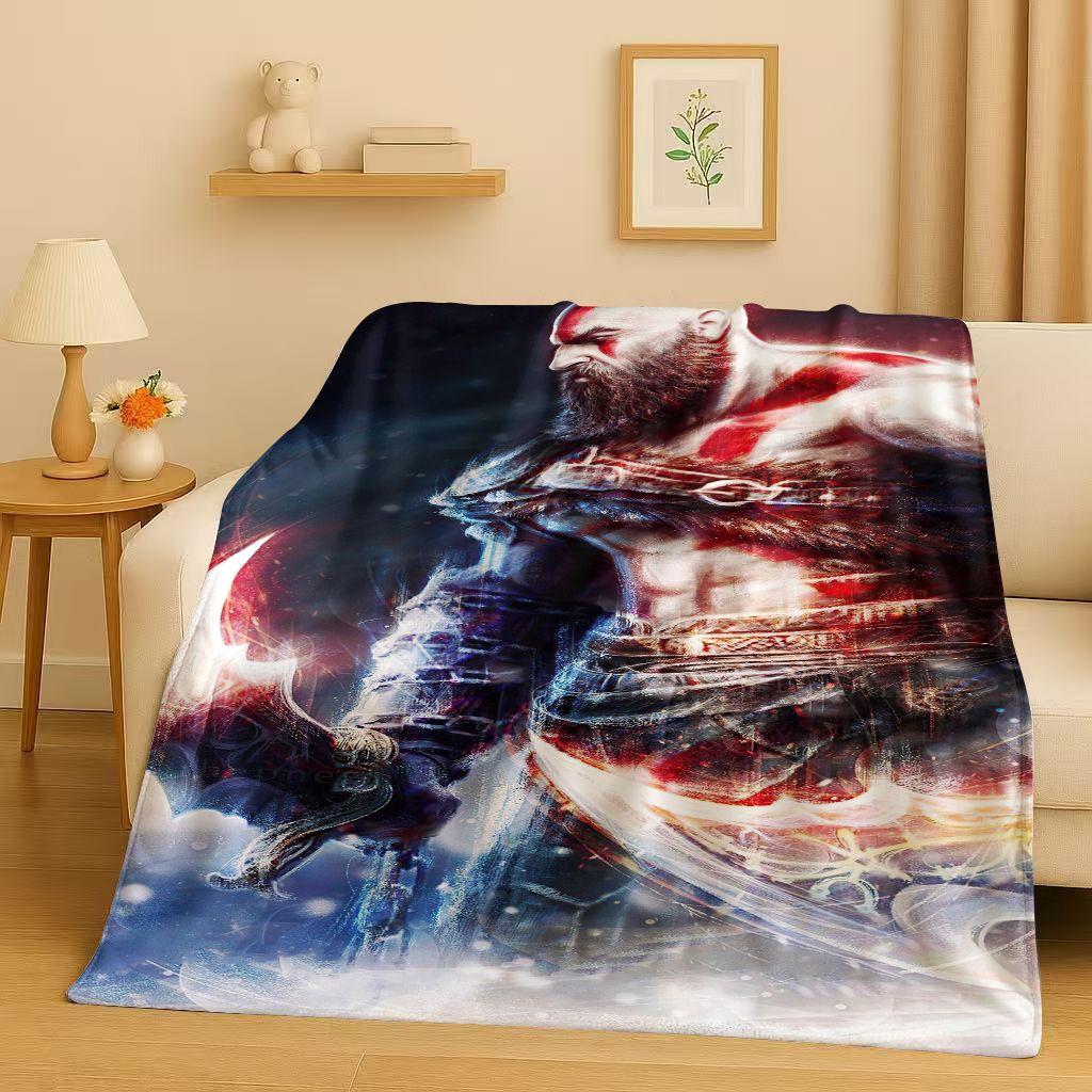 3D Кратос God of War Мультяшный Геймер Фланелевое Одеяло, Ультра Мягкий Теплый Плюшевый Плед для Дома Спальни Кровати Дивана Покрывало Пикника Детей