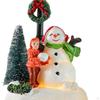 Christmas Figurine Scene Layout Craft Accessories Xmas Decor Lighted for Party Holiday Fireplace