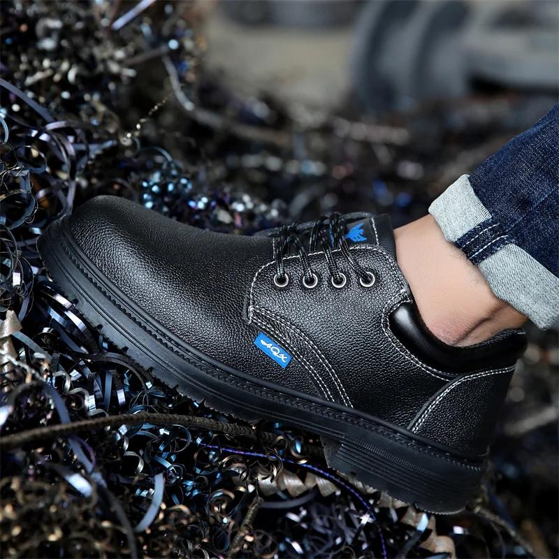 Модная мужская рабочая защитная обувь, противоударные, водонепроницаемые, из натуральной кожи, сварочные ботинки, неразрушимые, с защитой от гвоздей