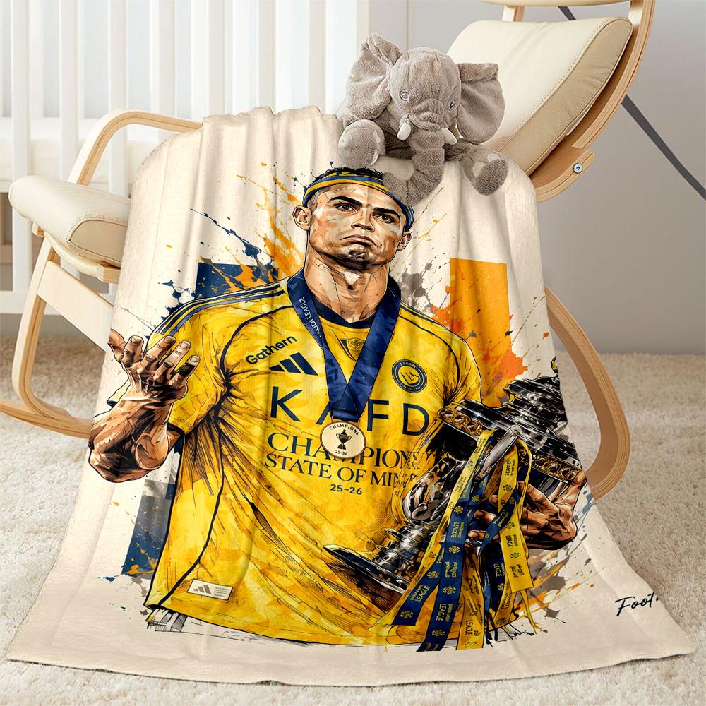 Ronaldo's Champion's Glory Celebration Blanket Comfortable Great for Picnics Seaside Office Chair for All Occasions Modern Gift for Travel Home Birthd
