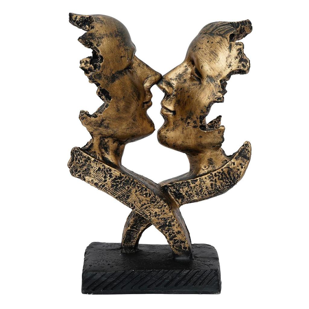 Золотая полирезиновая античная отделка Женщина и мужчина целуются, декоративная парная работа ручной работы - элегантный домашний декор