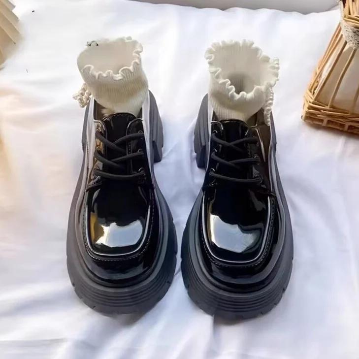 Модная женская обувь 2025 Бренд Женские туфли на высоком каблуке на шнуровке Модные туфли с круглым носком для офиса и карьеры Большого размера Бестселлер Туфли на платформе