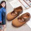 Girls Retro Leather Shoes 2025 Spring and Autumn New Baby Girl Velcro Single Shoes Little Girl Non-slip Princess Beanie Shoes