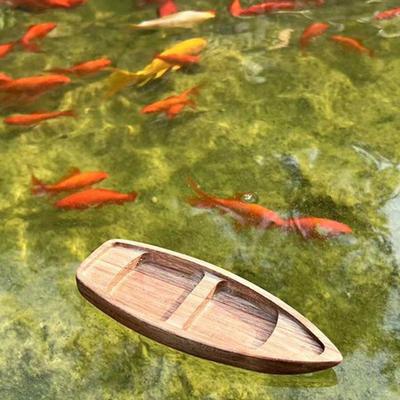 Деревянная модель каноэ Миниатюрная деревенская лодка Поделка 6,69" Маленькая деревянная скульптура каноэ для украшения стола дома или офиса, DIY проекты