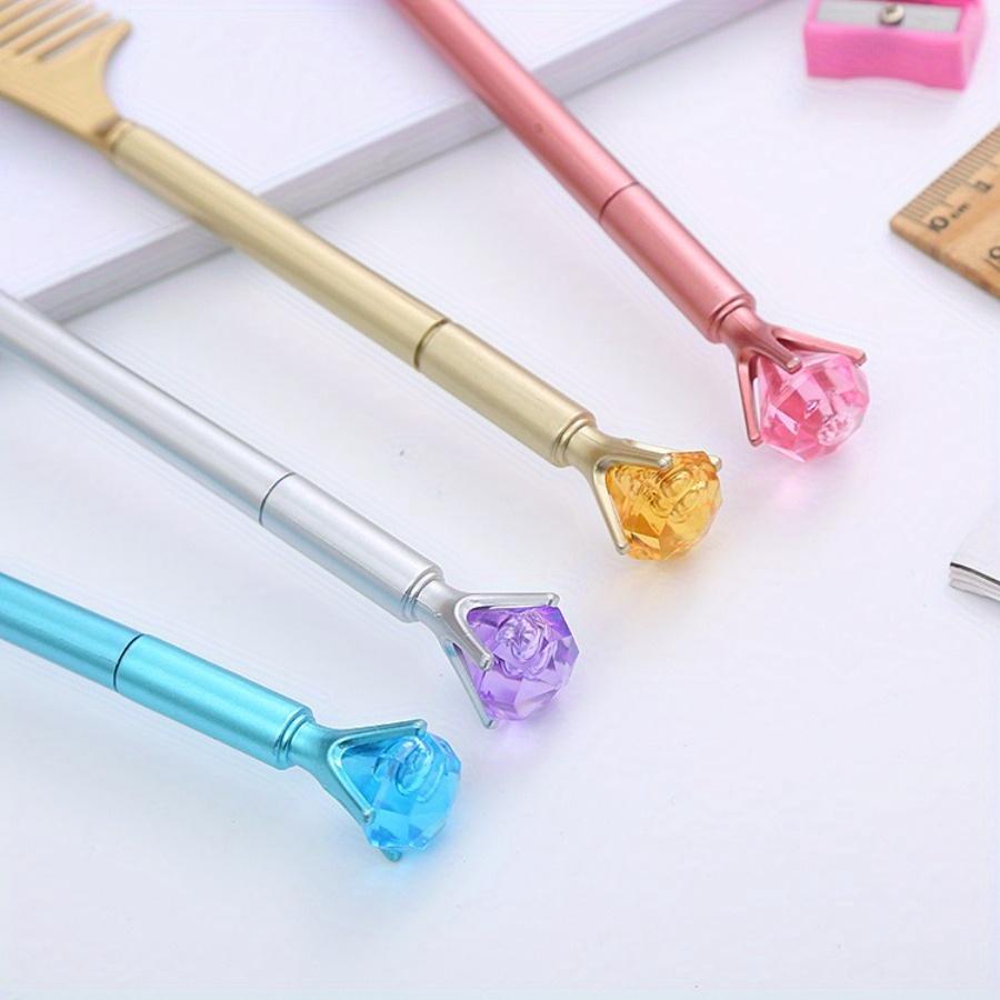 10 шт. 0,5 мм высококачественная гелевая ручка в форме расчески с имитацией бриллианта, симпатичная канцелярская ручка, офисные принадлежности игла-трубка ручка для подписи