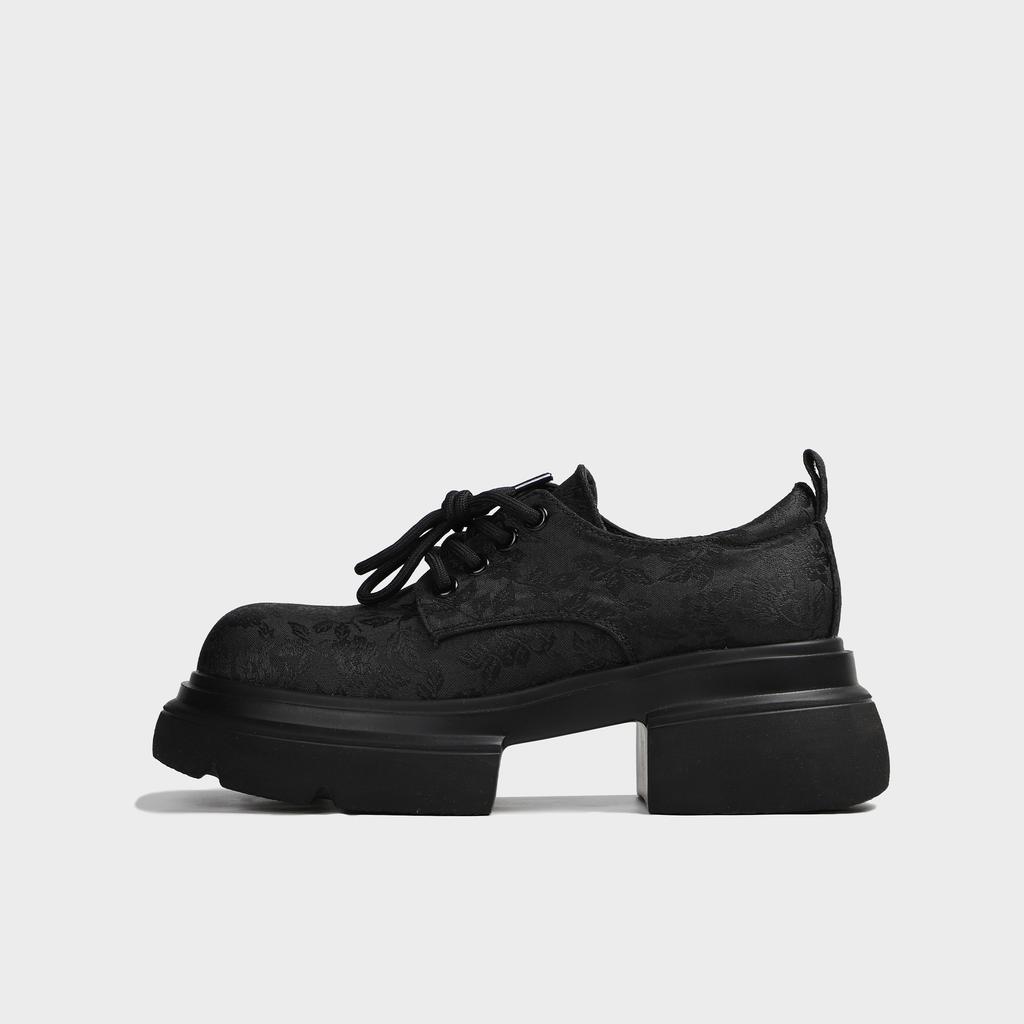 Гуофэн одинарная обувь 2025 весна женские лоферы платформа толстая подошва толстая подошва высокий каблук маленькие кожаные туфли Гочао мода вышитый принт