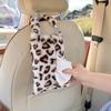 Leopard print car tissue box plush hanging car seat tissue box cute car interior decoration tissue hanging bag