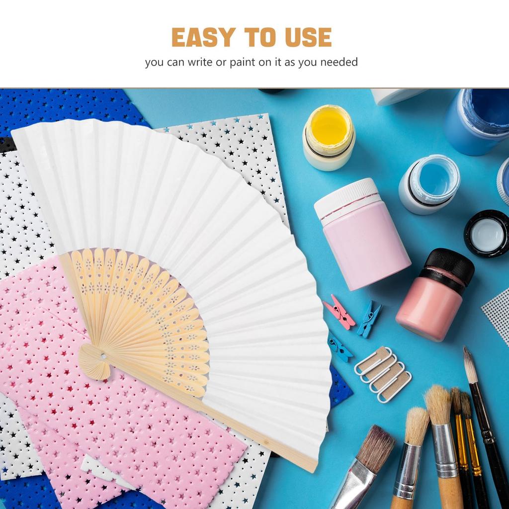 Набор для складывания вееров Adorainbow Plain White Folding Set of White for Summer Vacation Dance Sports Post Wedding and Gift Fans, 4, 7-inch, Fans, Drawing, Teams.
