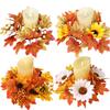American Harvest Festival Maple Leaf Wreath Sunflower Pumpkin Pendant Berry Autumn Candle Wreath Dining Table Decoration