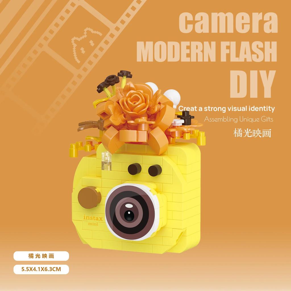 Creative Camera&Flowers Building Blocks DIY Toys Small Particle Bricks Assembly Puzzle Toys For Kids Gifts Sets