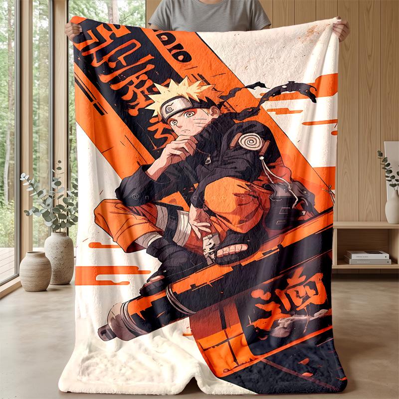 Naruto Uzumaki Printed Flannel Blanket Skin Friendly Warm Decorative Throw for Indoor Couch Bed Daily Use