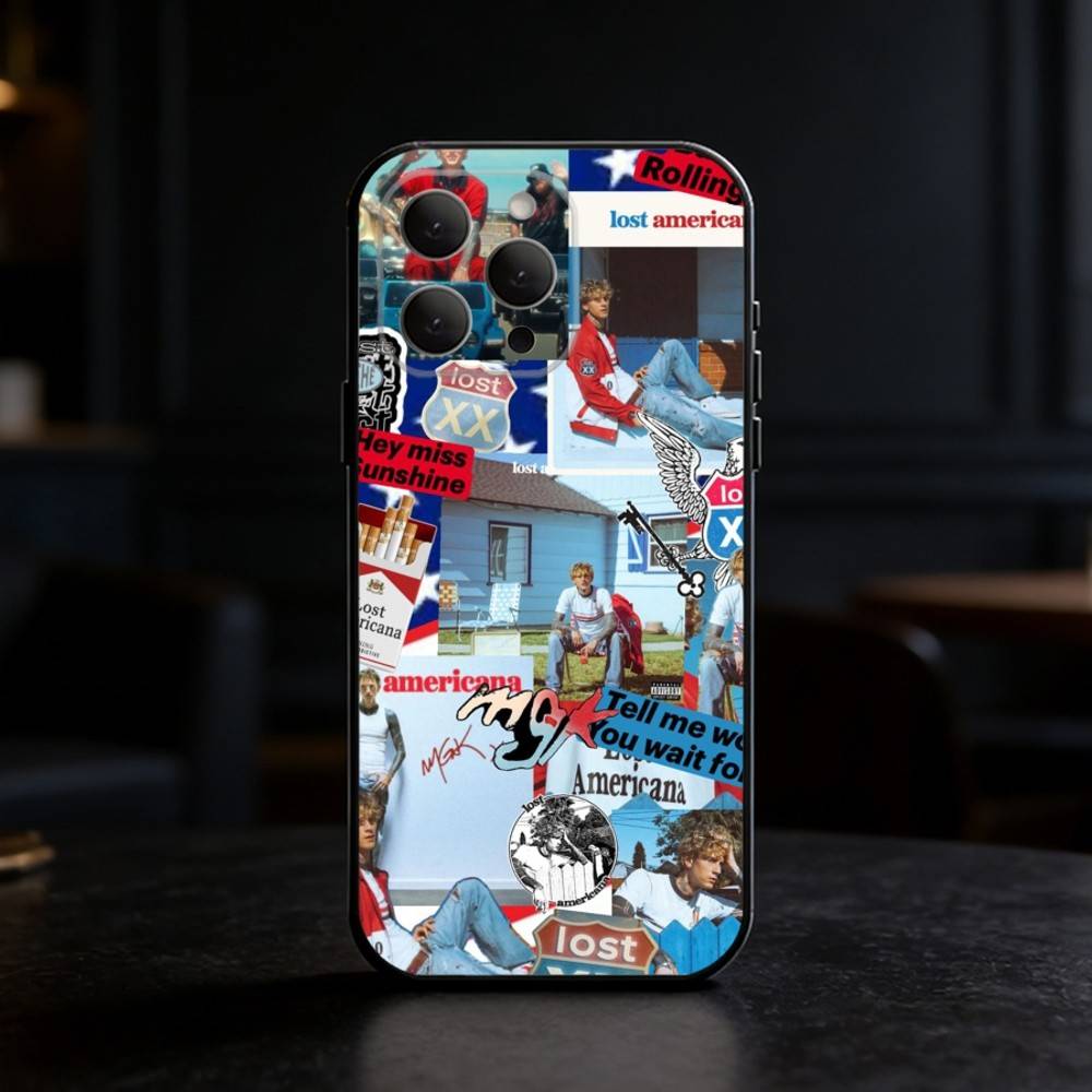 Чехол для телефона MGK LOST A-AMERICANA Для iPhone 17,16,15,14,13,12,11 Plus,Pro Max,SE4 Мягкий силиконовый черный чехол