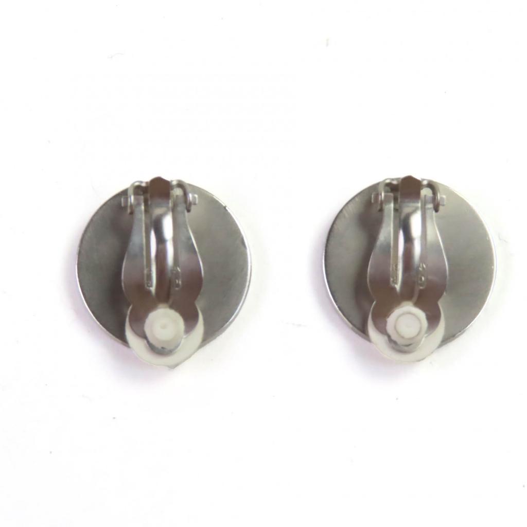 Excellent HERMES Earring Serie Crude Cell Shell Binaural Accessory Silver  Used