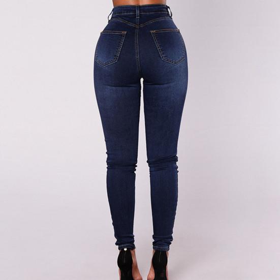 Waist Shaping Decoration High Buttons Women Jeans Pockets Push Up Fashion Skinny Doublebreasted Pencil Jeans Streetwear