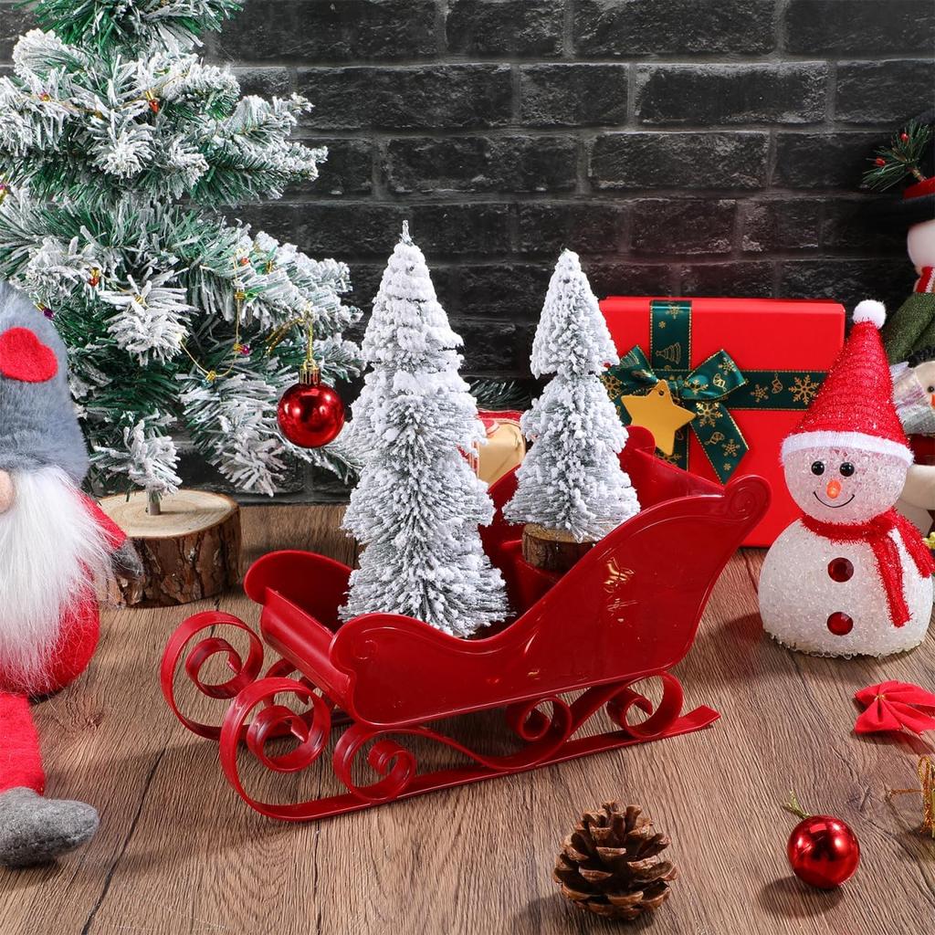 Рождественские мини-сани, Рождественская конфетница Сани Санты Корзина Конфетница Чаша Сервер Настольный Настольная полка Декорации Красное Праздничное украшение Зима