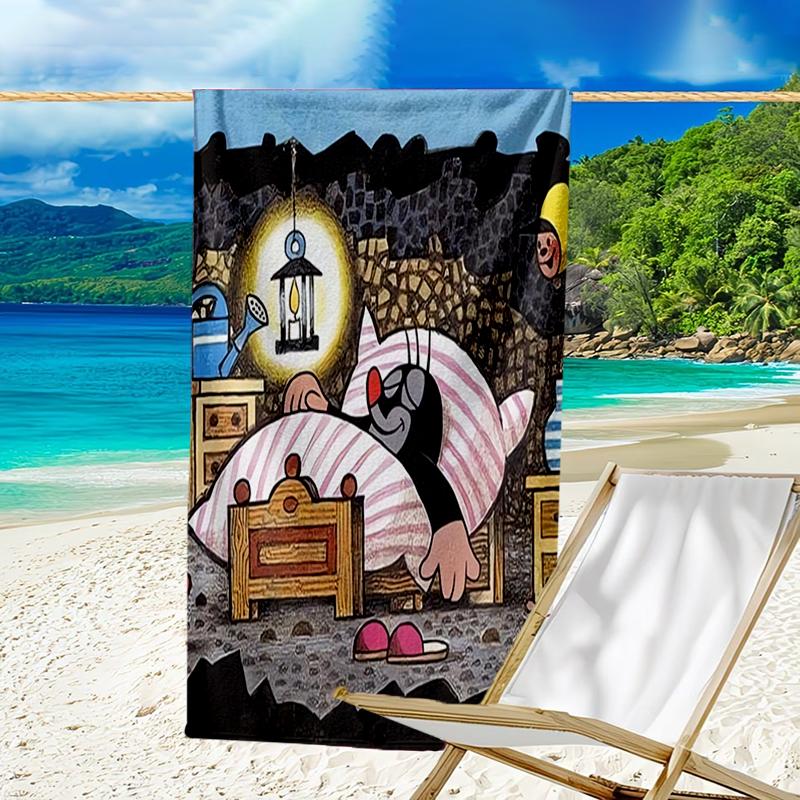 Ultra-Soft Beach Towel with Krtek Theme,Ideal for Pool - Camping, Diving - Perfect Travel Essential, Vibrant Beach Towel.