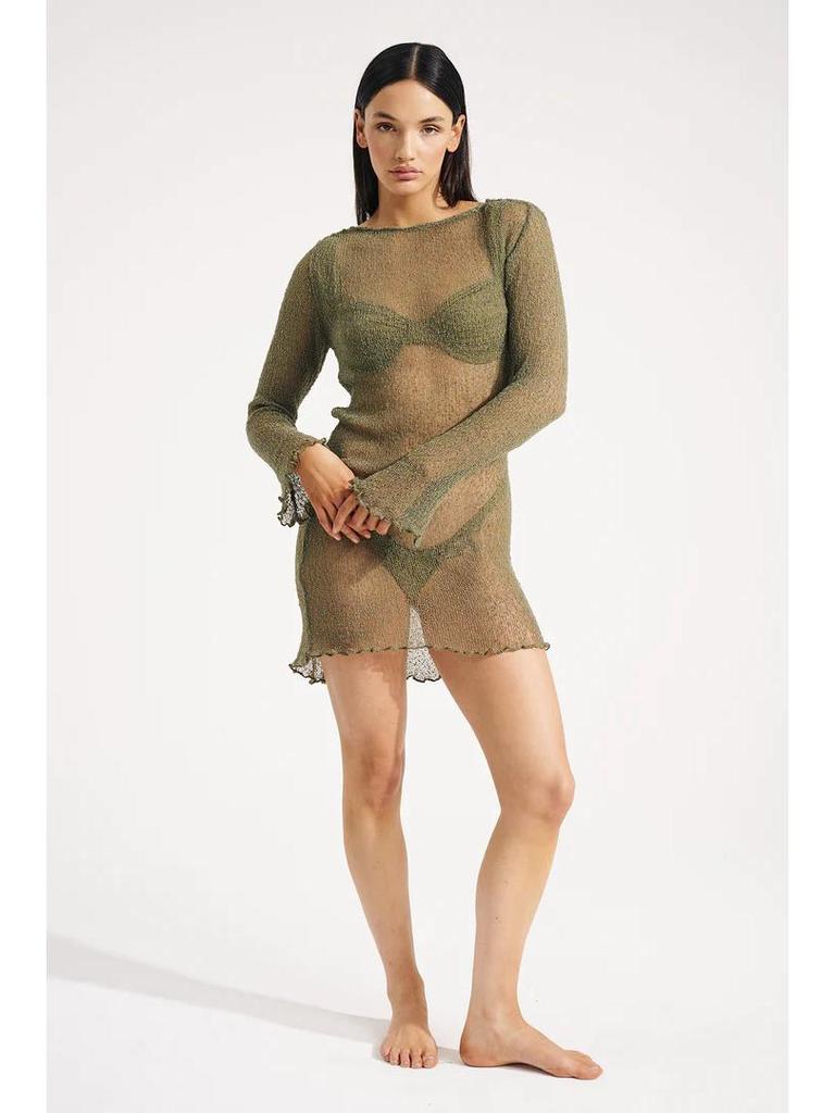 European & American 2025 Summer Knitted Beach Cover-up Dress - Sexy, Hollow-out Vacation Style for Women
