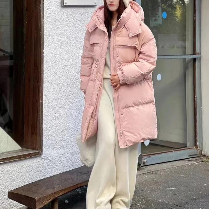 Средний и длинный пуховик женский на утином пуху зима 2024 новый корейский вариант женский пуховик высокого класса женский HD