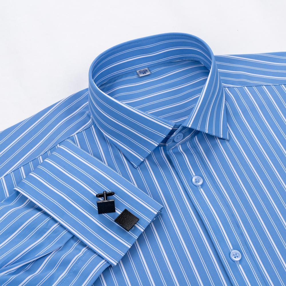 Men's Modal Striped Tuxedo Dress Shirt with Windsor Collar & French Cuff Includes Cufflinks, Elegant Professional Formal Wear