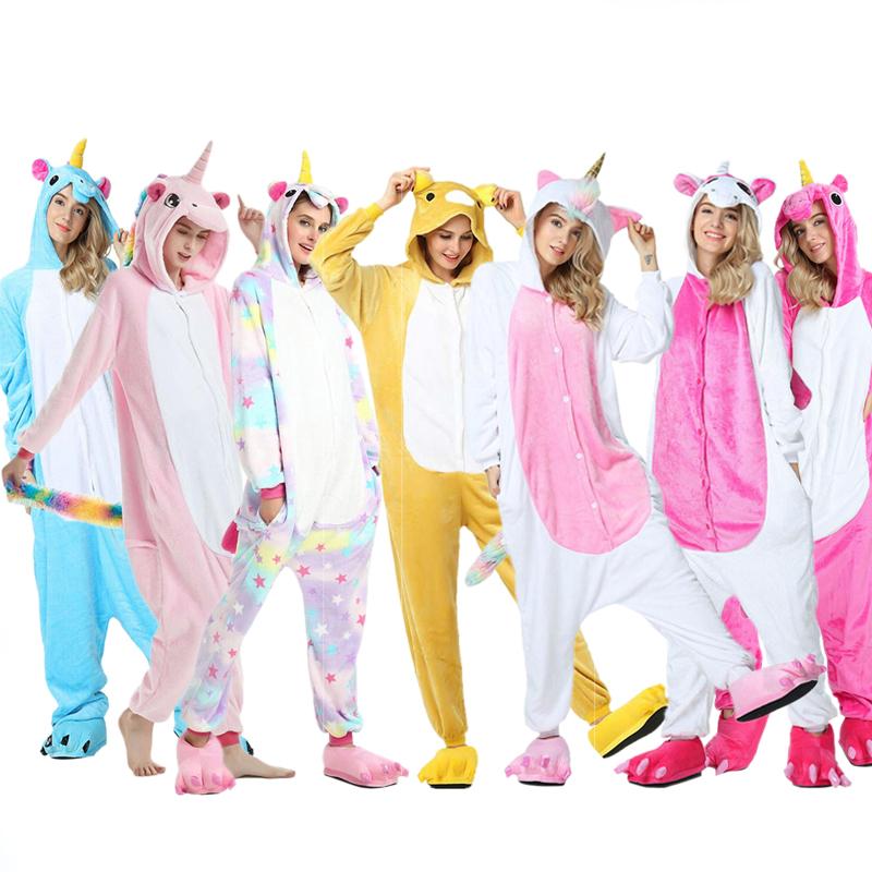 Colorful Rainbow Unicorn Kigurumi Homewear Nightgown With Shoes Women Men Pajama Costume Sleepwear Party Clothes Overalls for Adult Animal Cosplay