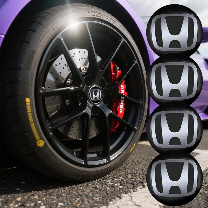 4pcs 56mm Flexible Fit Wheel Center Caps-3M Adhesive Metal Stickers Compatible For Honda Civic Fit Jazz Accord Pilot Passport Stepwgn CRV BRV HRV