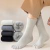 Woolen Five-finger Socks for Men, Mid-calf with Fleece for Warmth, Toe-separating Socks, Toe Socks for Warmth, Thickened Loops, Long Calf