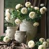 Imitation Flower Flocking with 2 Heads Peony for Home Decoration Artificial Flower Dew Lotus