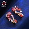 Red Clip Earrings For Women Cubic Zirconia Fashion Leaf Stud Earrings Jewelry For Wedding Party Gifts