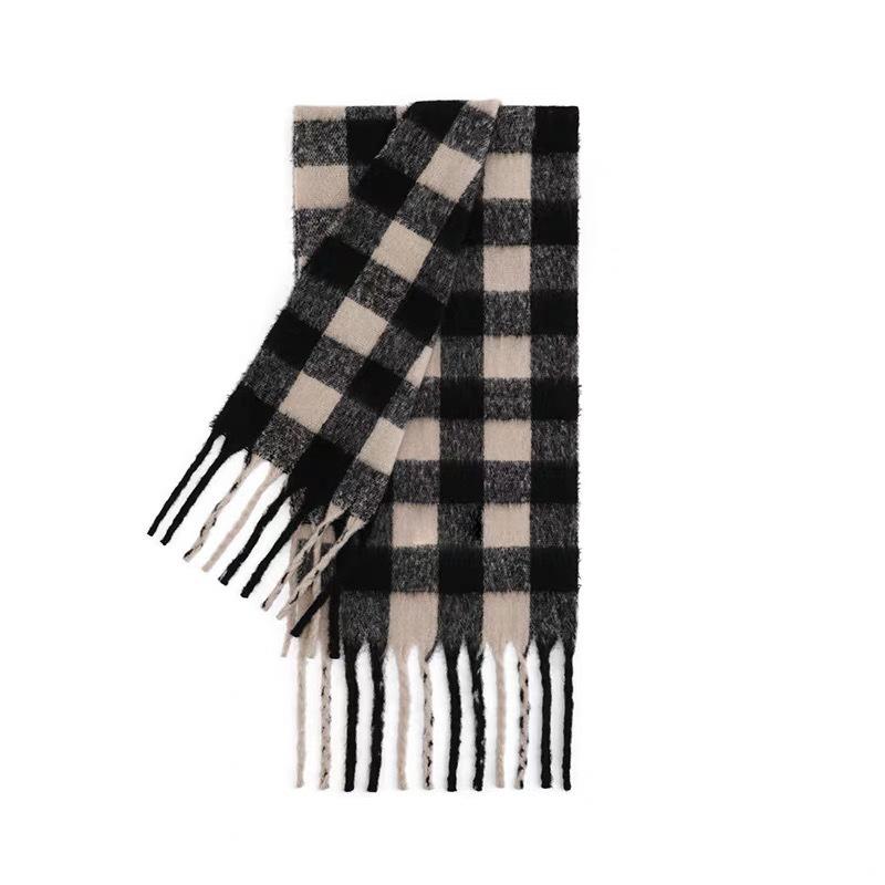European and American circle yarn plaid scarf shawl women autumn and winter thickened versatile