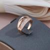 Kinel Luxury Black White Zircon Ring Rose Gold Color Daily Jewelry