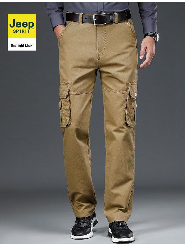 Мужские свободные прямые брюки с несколькими карманами для активного отдыха на открытом воздухе с толстым бархатом