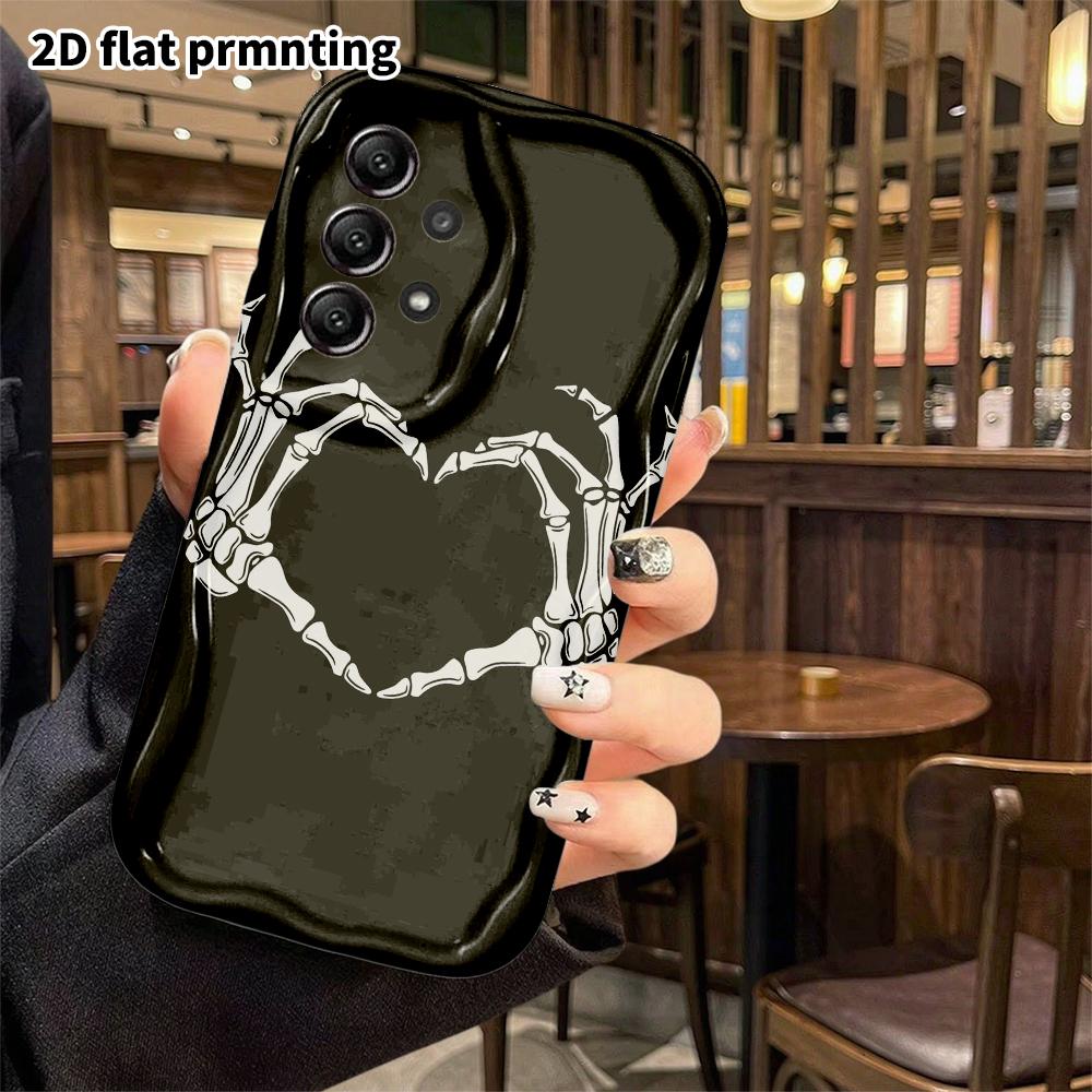 Phone Case: 2D flat, suitable for Samsung Galaxy A34 A35 M05 M06 S20 S22 S21 FE Plus 5G protective case, hand heart, perfect Christmas and Halloween h