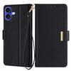 Кожаный чехол-кошелек для iPhone 16 с RFID-блокировкой, подставкой и ремешком для руки - Черный