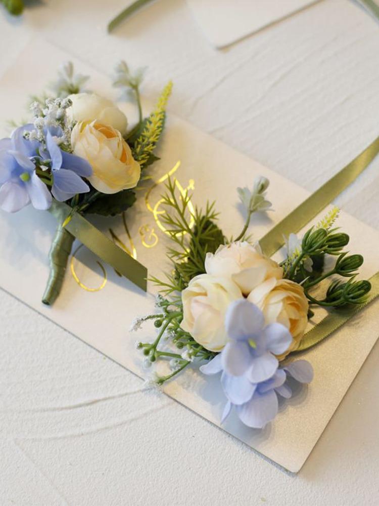 4 шт. набор бутоньерок на запястье с камелией для мужчин, свадебный наручный цветок для невесты, подружки невесты, декор для выпускного вечера, свадебный ужин, свадебный выпускной вечер