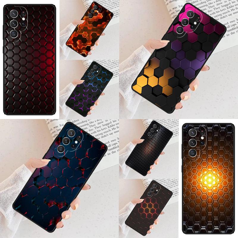 3D Шестиугольные Световые Чехол для Телефона Samsung Galaxy S26 Ultra S25 S24 S23 S22 S21 S20 Note10