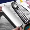 Портативный набор палочек для еды и ложек из нержавеющей стали 316L, коробка для столовых приборов на одного человека, коробка для хранения для студентов