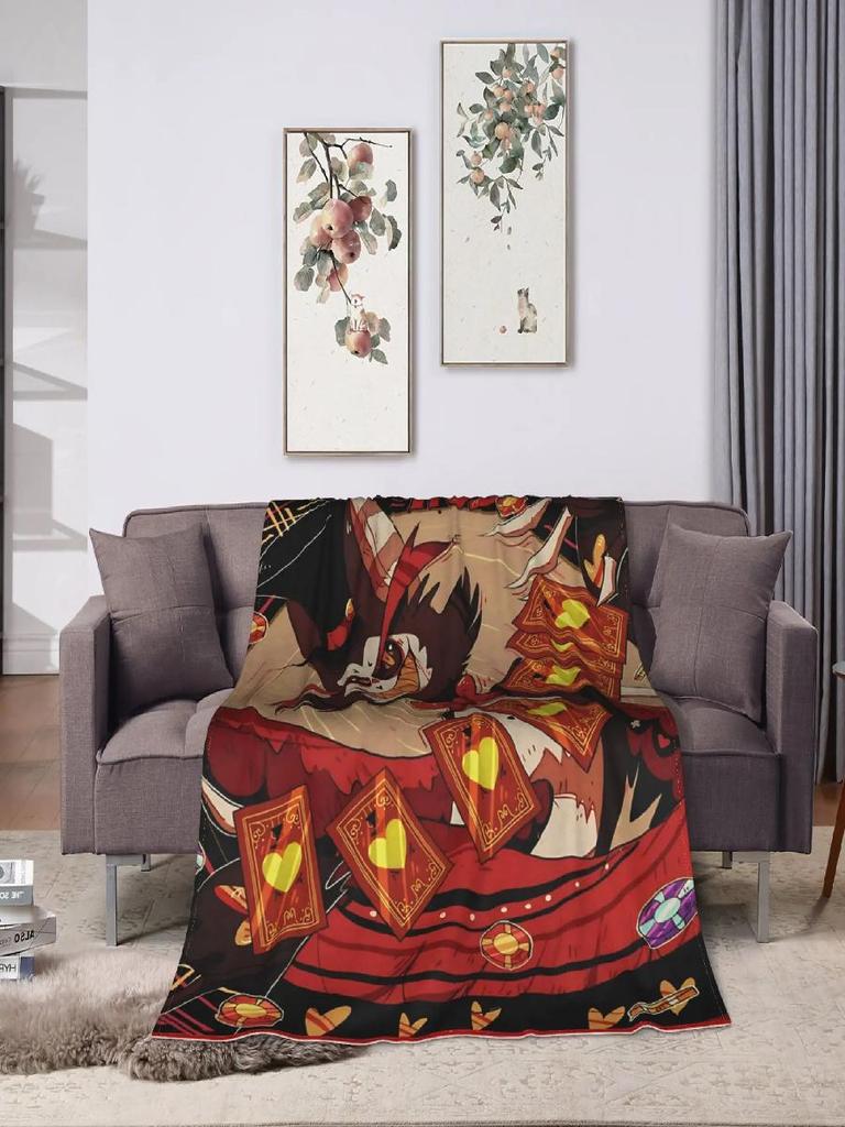 HHazbin Hotel Alastor Blanket Soft Funny Plush Throw for Outdoor Airplane Travel Flannel Bedspread Cover