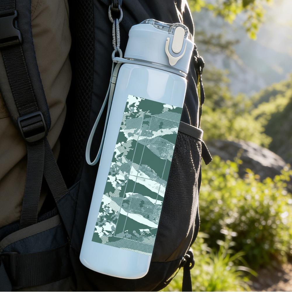 1PC Two female singers color portrait print 750ml colorful plastic sports water bottle leakproof pop up lid with straw for outdoor work home use