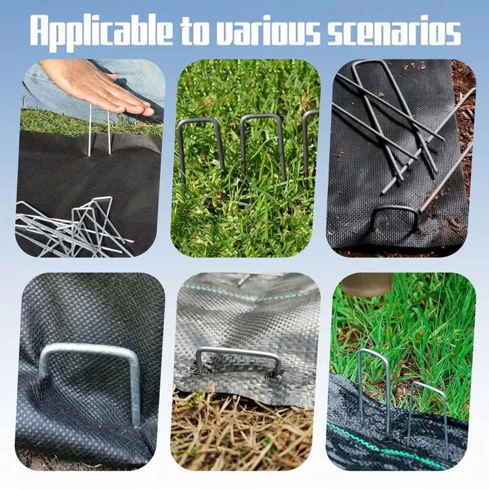 100Pcs Anti-Rust Ground Nail Bend-free U-type Garden Turf Staples Landscape Gardening Accessories