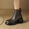 Модные женские короткие ботинки 2024 года, зимние новые, из натуральной кожи, на толстой подошве, в британском стиле, удобные модные ботинки, повседневная обувь для уличных прогулок